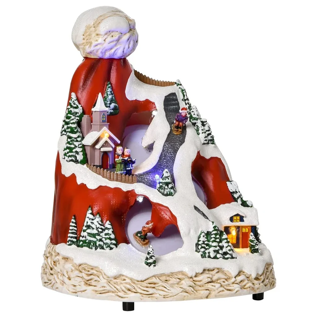 Weihnachtsdorf Weihnachtsdekoration mit LED Beleuchtung Musik LED mehrfarbig 19 x 18,5 x 24 cm