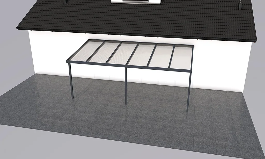 Terrassendach Premium, anthrazit, 6110 x 3060 mm - 10mm Verbundsicherheitsglas (VSG)