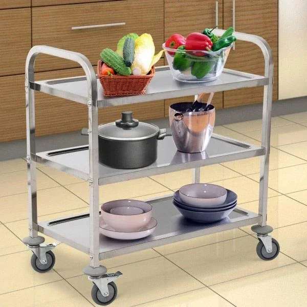Servierwagen Küchenwagen 3 Ablage Silber