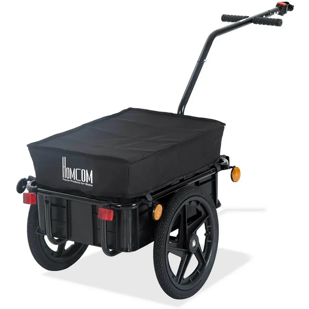 Fahrradanhänger Lastenanhänger für Fahrrad 40 kg Belastbarkeit Transportanhänger Handwagen Stahl Oxford-Gewebe Schwarz 1