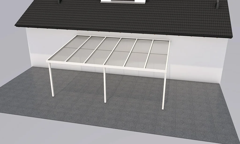 Terrassendach Premium, weiß, 6110 x 4060 mm - 10mm Verbundsicherheitsglas (VSG)