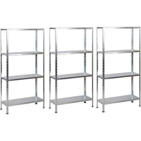 3 Stück Metall-Lagerregal / Fachbodenregal - 200 kg Tragfähigkeit - (BxTxH) 75x30x150 cm - Verzinkt