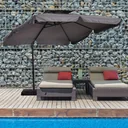 Sonnenschirm UV50+ Ampelschirm Roma Schirm mit Ständer und 4 Gewichten inkl. Schutzhaube Alu Grau 270 x 270 x 260 cm