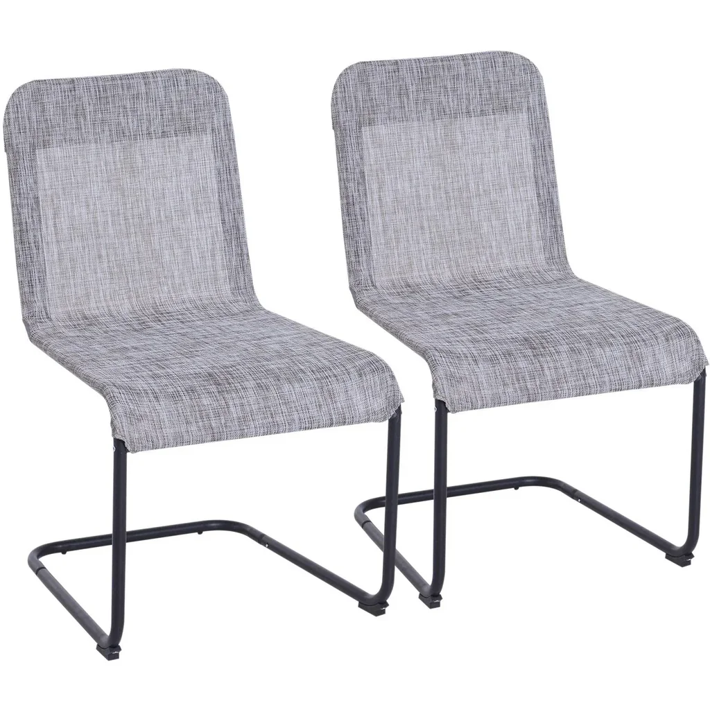 2er-Set Balkonstuhl Gartenstuhl Schwingstuhl Freischwinger wetterfest Grau 61 x 51 x 86 cm