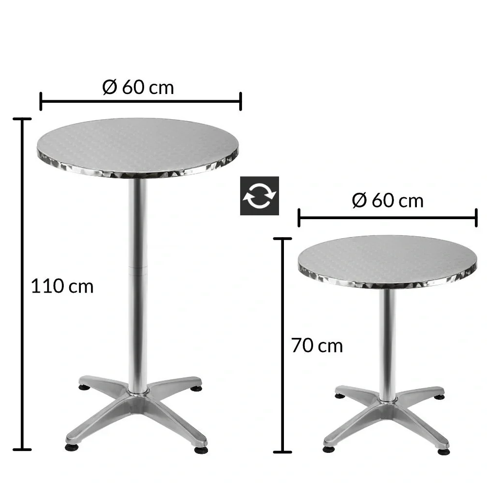 Barttisch aus Edelstahl, höhenverstellbar und faltbar, Ø 60 cm