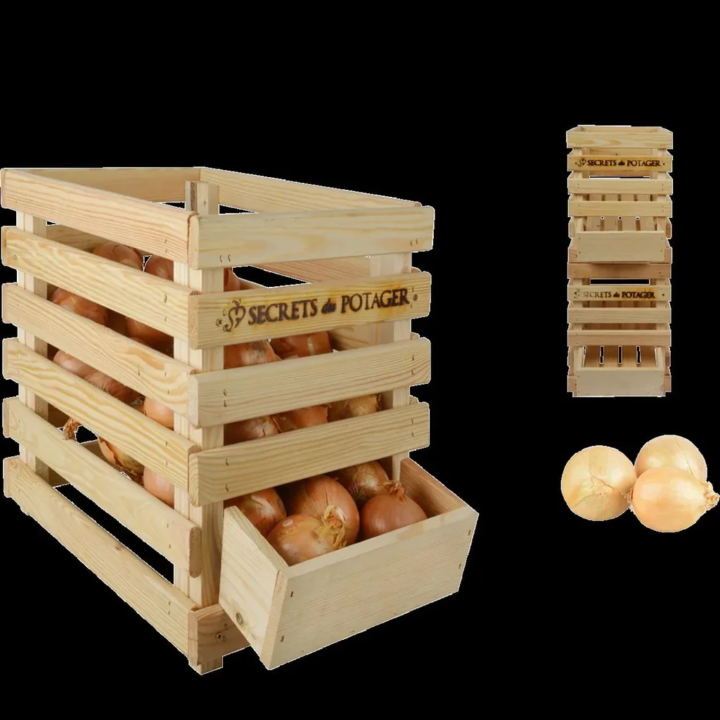 Holz- Zwiebelkiste