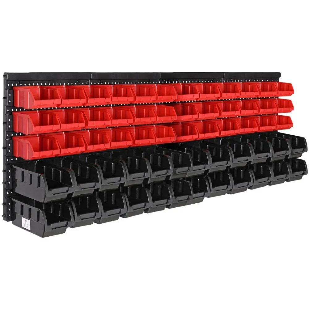 Wandregal mit 60 Stapelboxen und je 4 Wandplatten 32x38x2 cm