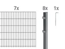 Doppelstabmattenzaun Komplettset, feuerverzinkt, Höhe 140 cm, Länge 14 m