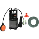 Tauchpumpe - 500W - 10.000l/h MIT 15 Meter Gartenschlauch inkl. Düse und Armaturen UND Hahn 1".