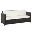 Poly-Rattan Sofa mit Kissen 3-Sitzer Garten Loungesofa Metall Polyester Braun+Weiß 185 x 70 x 80 cm