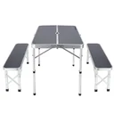 Campingbank 3 Stück grau Aluminium klappbar