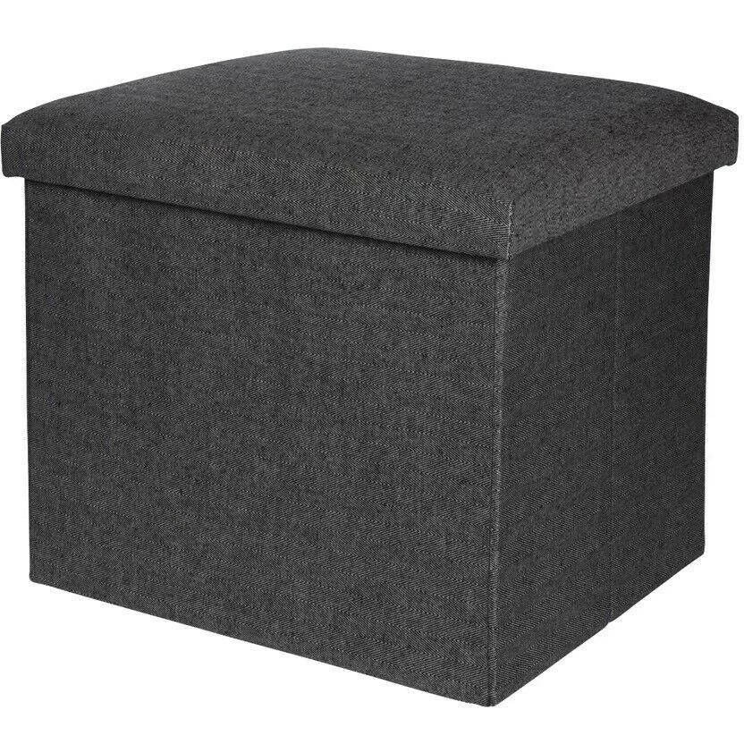 NL Aufbewahrungsbox / Fußhocker - Fußhocker mit Ablage - 38 x 38 cm - Baumwolle - Schwarz