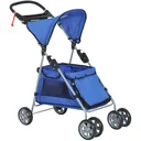 Hundebuggy Hundewagen mit Sonnendach Stahl Blau