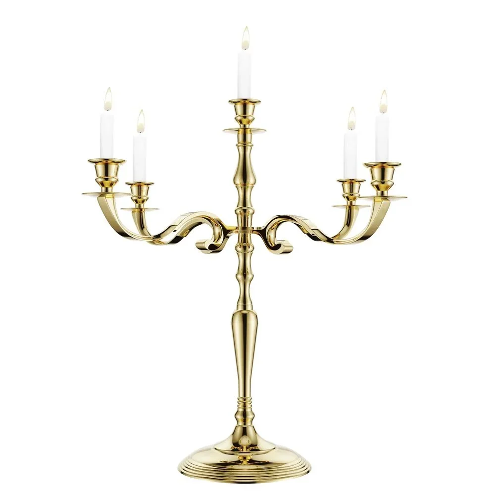 Kerzenleuchter gold glänzend aus Aluminium 60cm 5-armig