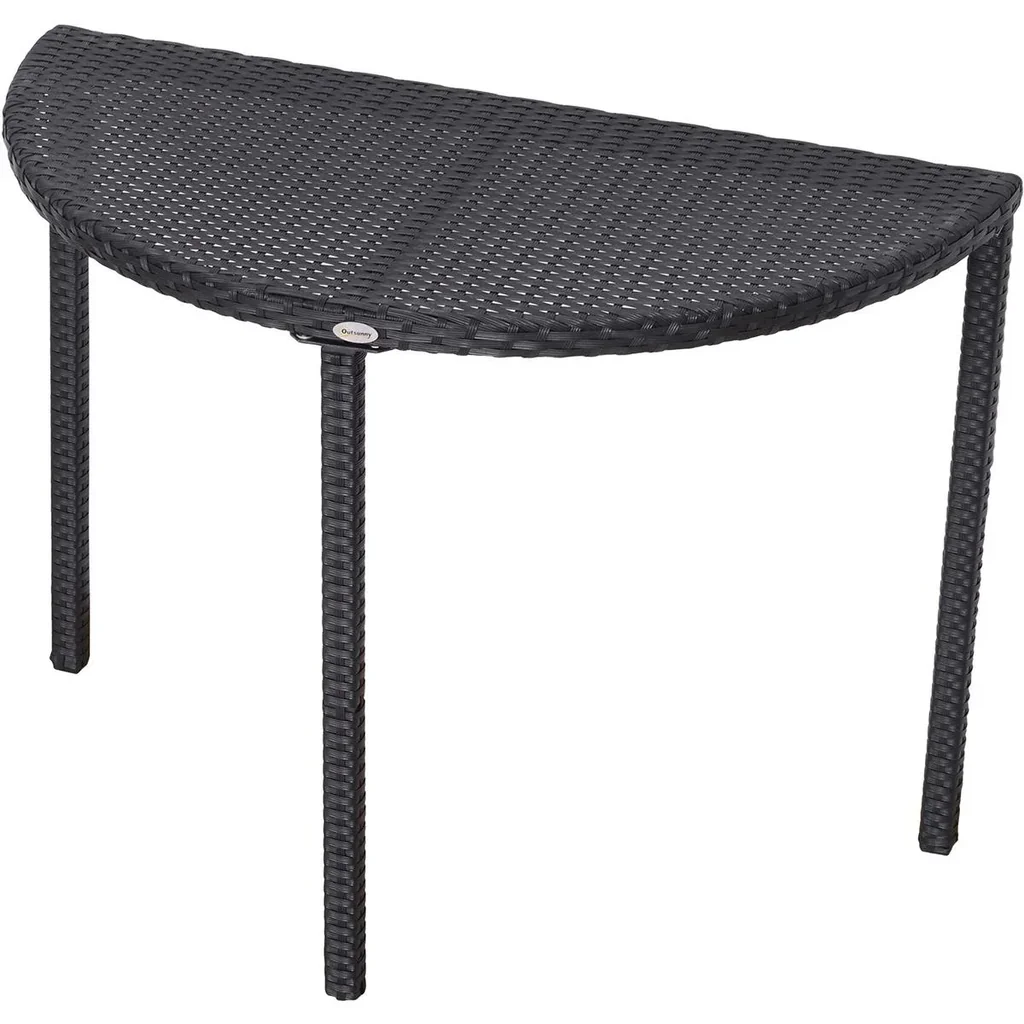 Rattan Balkontisch halbrund schwarz