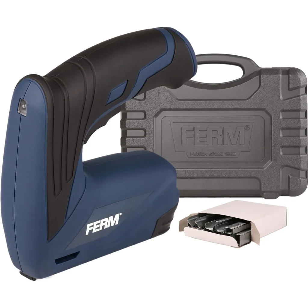 ETM1005 Li-Ion Tacker 3.6V/1.5Ah - Soft griff - LED-Arbeitsleuchte - Inkl. Schnellladegerät (USB), 1000 Heftklammern (6m