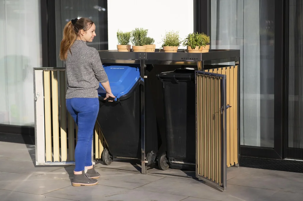 Mülltonnenbox 2-fach 240 Liter Edelstahl