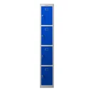 Schließfach-Spind PL-Serie - 4 Türen mit Schlüsselschloss, grau-blau