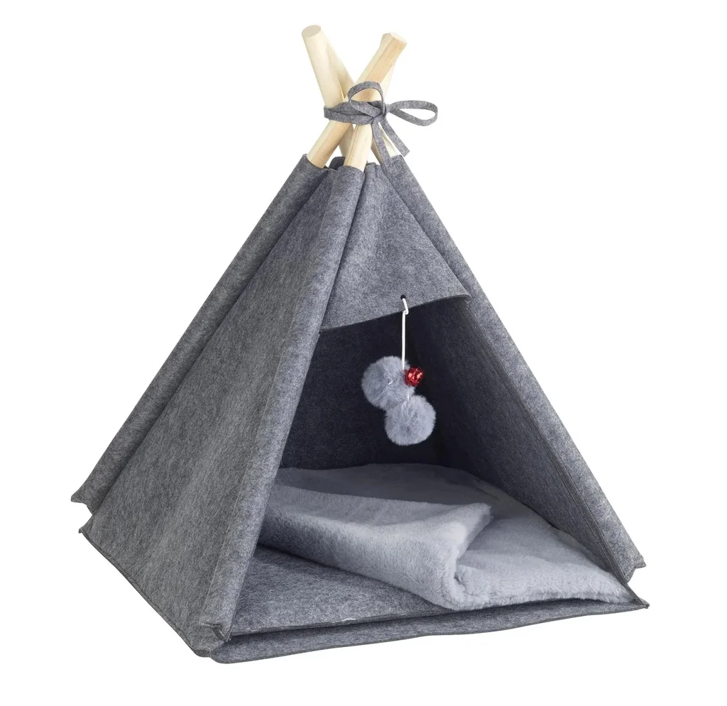 Tierzelt "TIPI", Anthrazit, Filzdesign, 45 x 60 x 45 cm