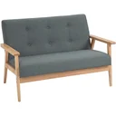 2 Sitzer Sofa Zweisitzer Stoffsofa Doppelsofa Polsterung Loveseat kompaktes Design Leinen Gummiholz Grau 115 x 66,5 x 73