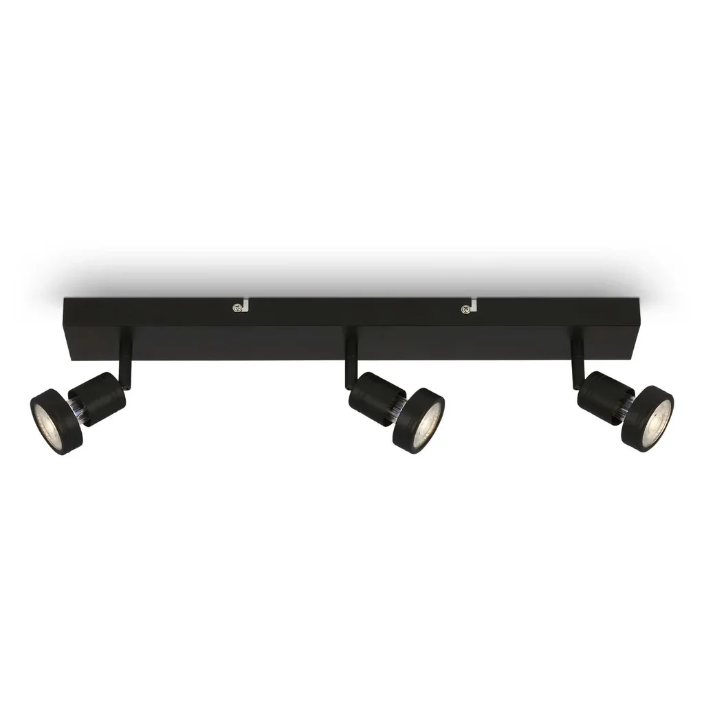 LED Spotleuchte 3-flammig, schwarz, 3 x GU10 Fassung, inklusive 3 x LED Leuchtmittel, 4,9 Watt, 460 lm, 3000 K