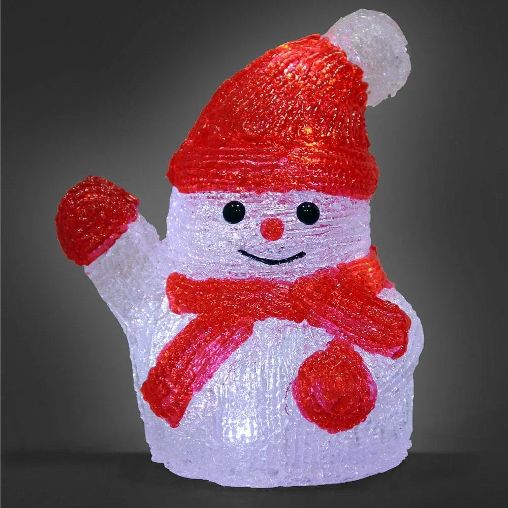 Weihnachten Schneemann LED Figur - auf Batterien - 15x11x18-5Cm