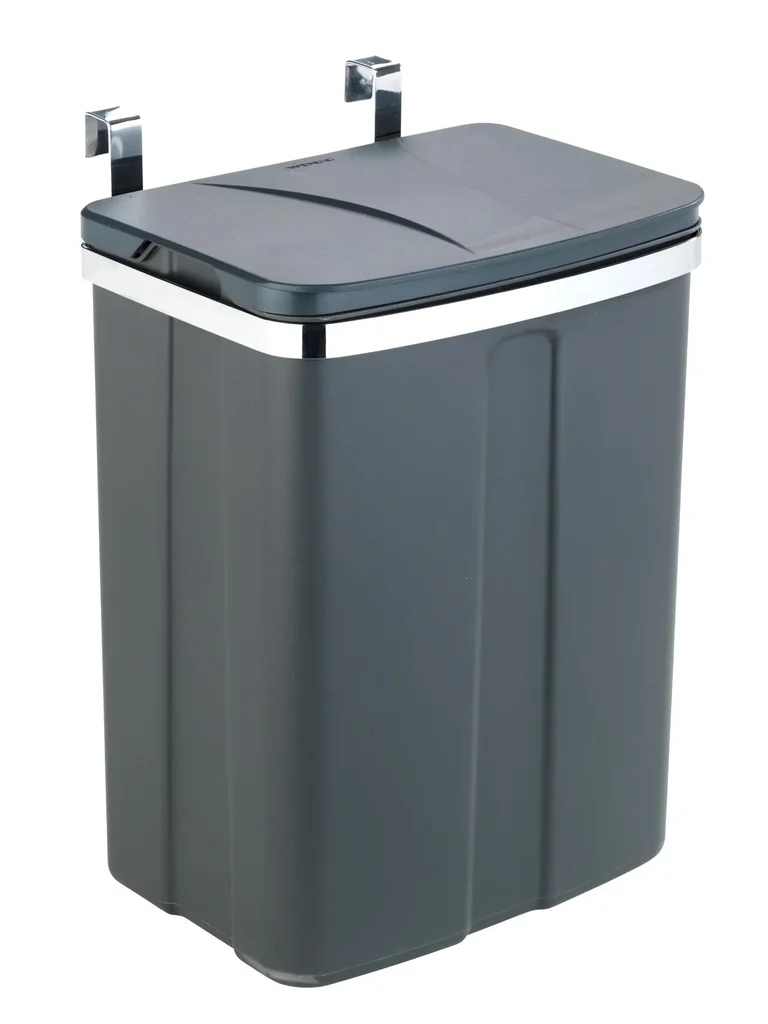 Tür-Abfalleimer, 12 Liter, Grau/ Silberfarben