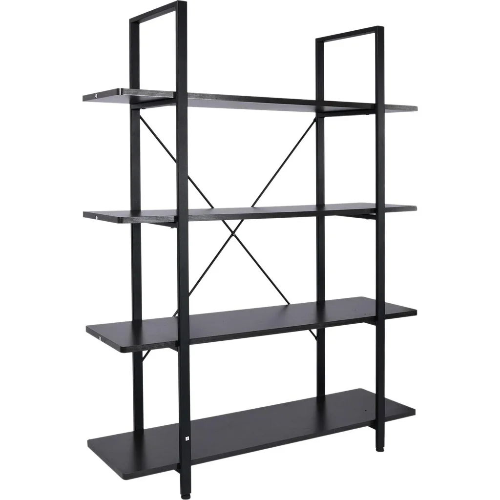 Standregal Aktenregal Bücherregal Holzregal Lagerregal 4 x Fach Schwarz 105 x 33,8 x 138 cm