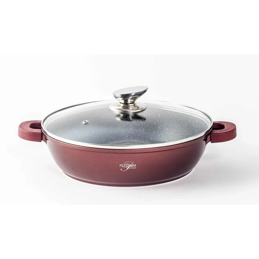 Platin-Bräter - Antihaftbeschichtung - 24cm - Burgunderrot