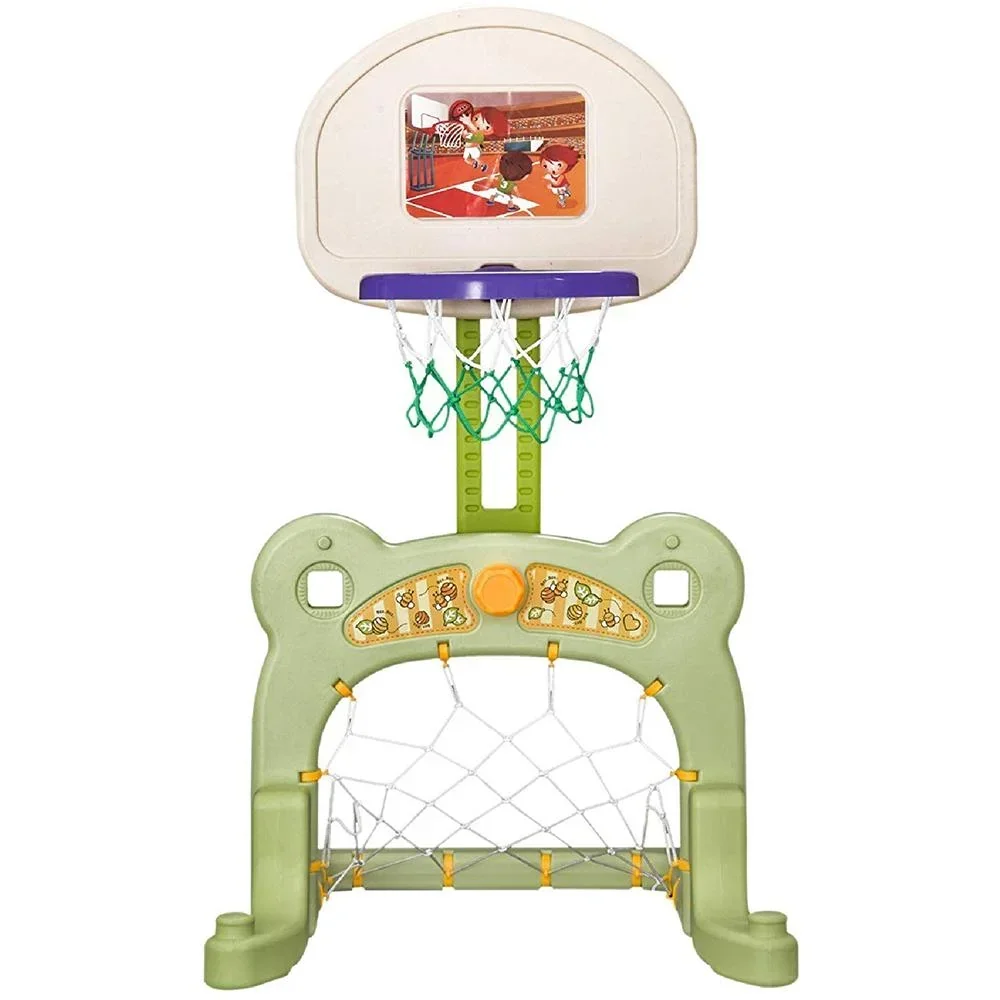 2 in 1 Fußball Basketball Basketballkorb Kinder Spielzeug Ball Grün L61 x B53 x H99 cm