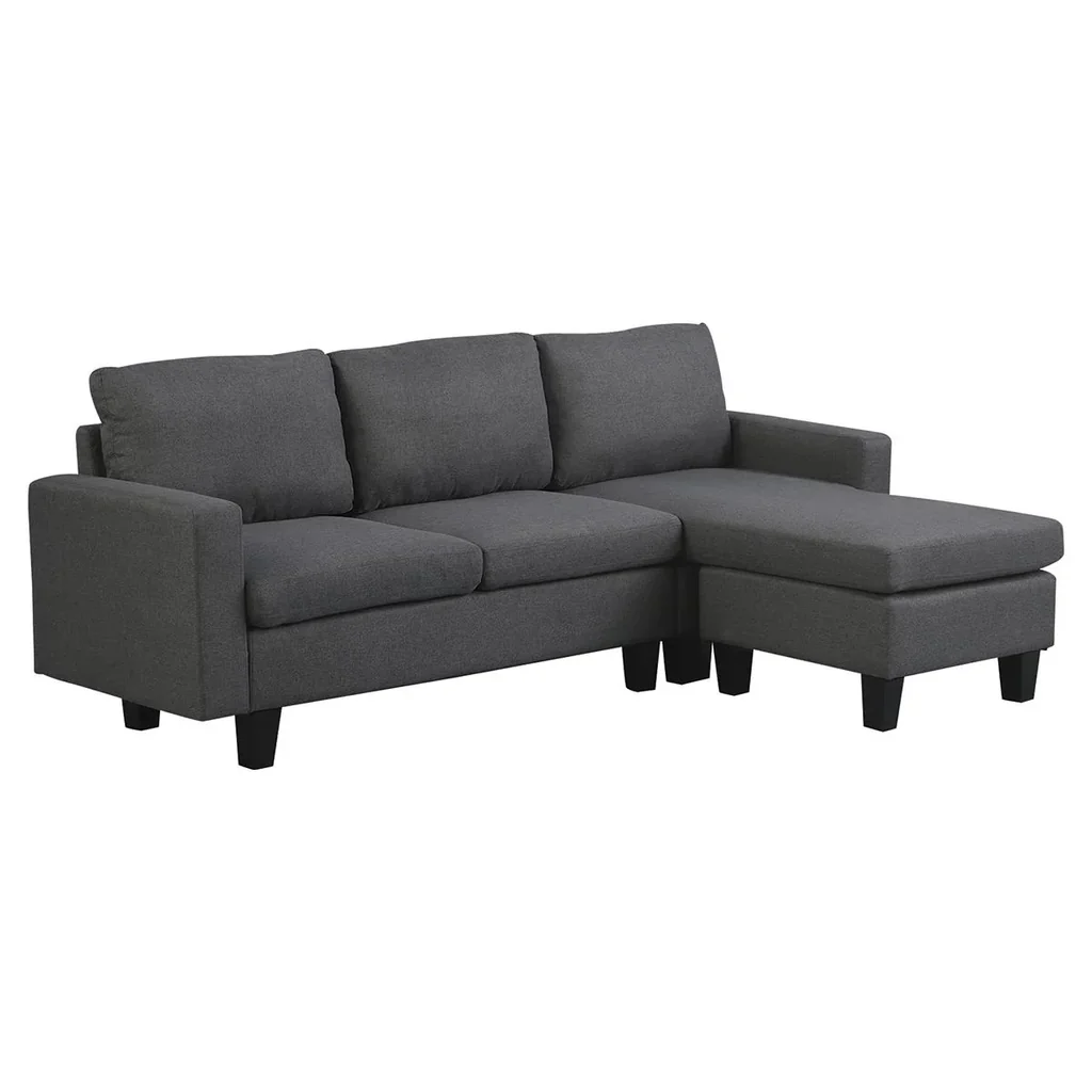 Ecksofa Stoffsofa Eckcouch Couchgarnitur mit Chaiselongue L-Form Leinen Grau