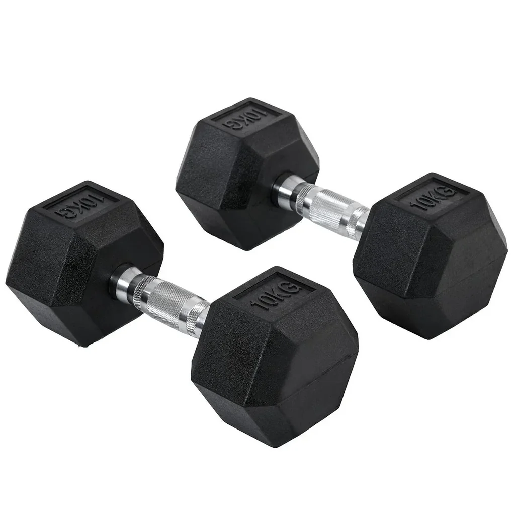 Hexagon Kurzhanteln 2er Set Gusseisen Hanteln Griff gerändelt Hantel Set Kurzhantelset Gewichte Metall Gummi schwarz 2 x