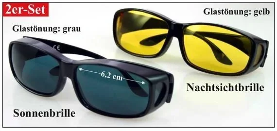 Tag- und Nacht-Überbrille 2er Set