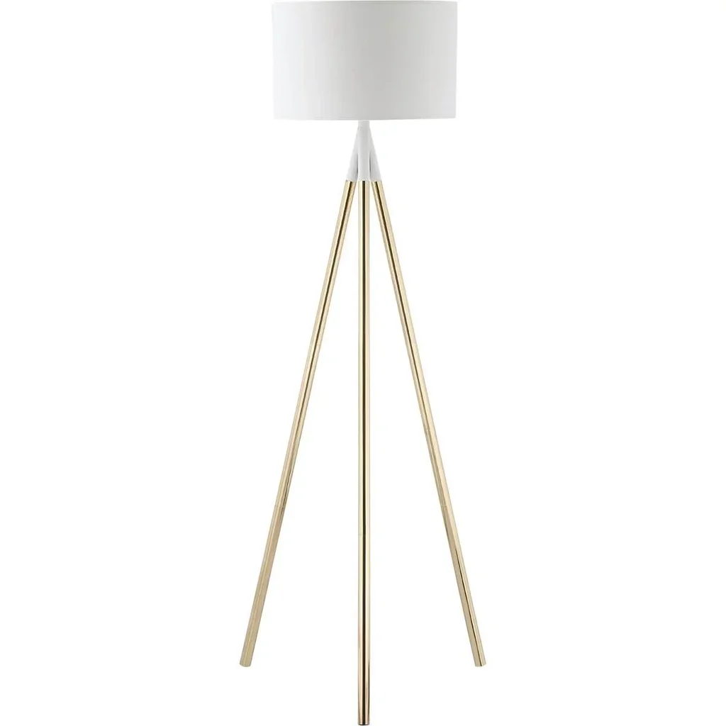 Stehlampe Wohnzimmer Tripod Stehleuchte 40W moderne Standleuchte mit E27 Fassung Metallfuß für Schlafzimmer Büro Weiß+Go