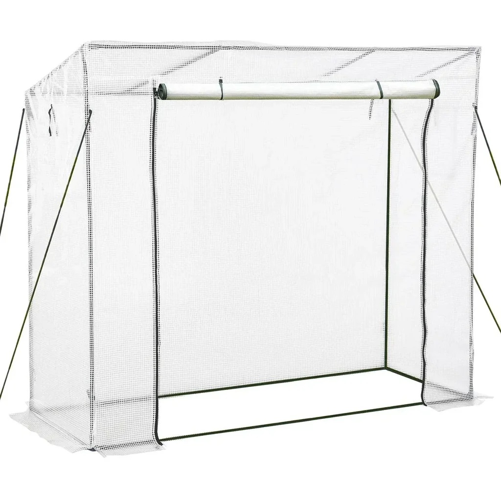Gewächshaus Treibhaus Tomatenhaus mit 2 Fenstern Frühbeet 200x73x168cm Weiß