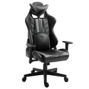 Gamingstuhl mit Wippenfunktion Bürostuhl höhenverstellbar 160° Neigungswinkel Schaumstoff Kunstleder Nylon Schwarz+Grau
