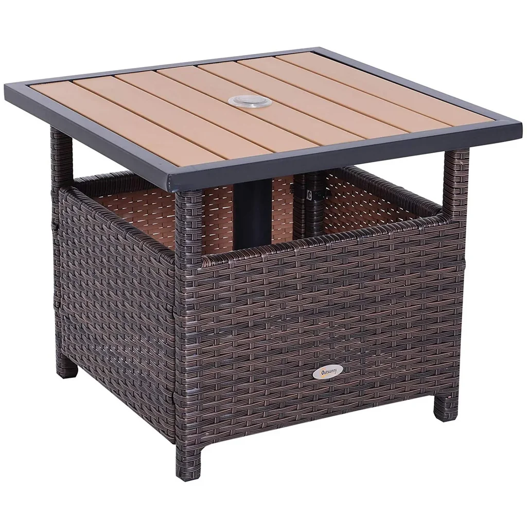 Polyrattan Beistelltisch Gartentisch für Sonnenschirm