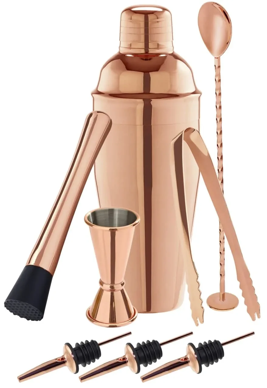 Cocktails set - 8-teiliges in einer Geschenkbox, Barkeeper Set, Kupfer Optik für professionelle Cocktails