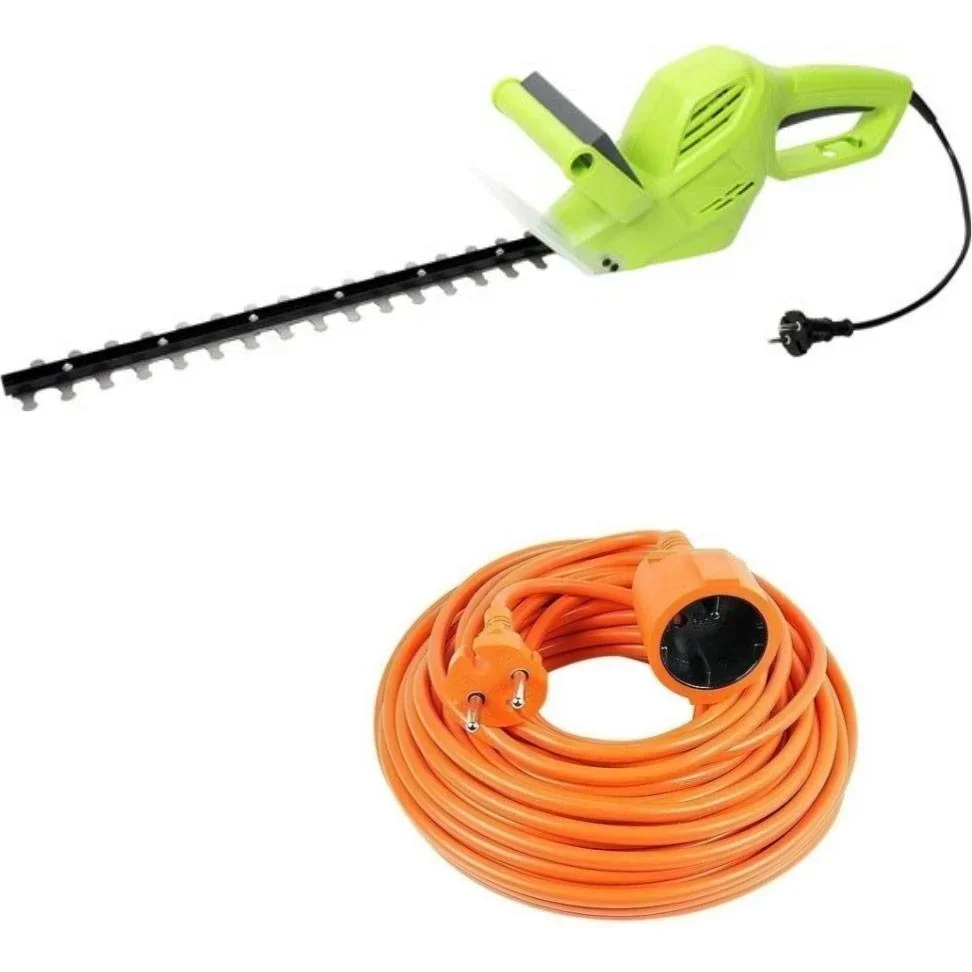 Elektrische Garten-Heckenschere - 500 Watt - 1500 U/min - Klingenlänge 410 mm + INCL Vekto-Verlängerungskabel 10 Meter