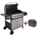 Gasgrill 6+1 Kochzone schwarz und silber