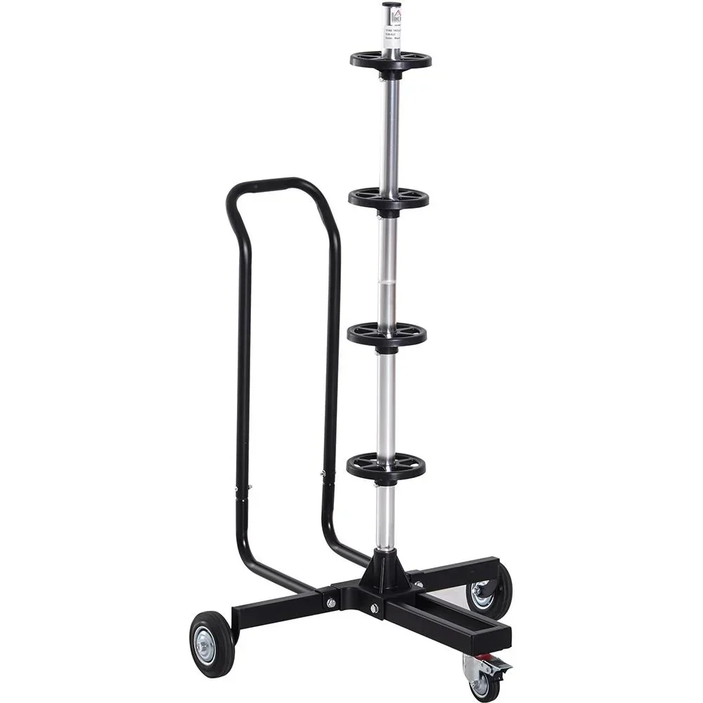 Reifenständer Reifenwagen Felgenbaumwagen felgenschonend fahrbar Schwarz 4 Reifen 240 mm