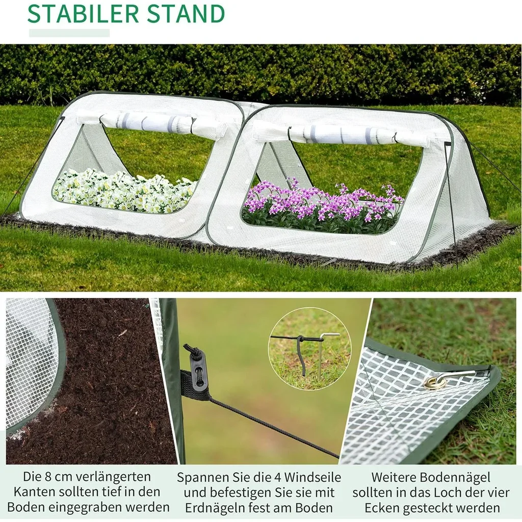 Pop up-Gewächshaus mit Tragetasche weiß