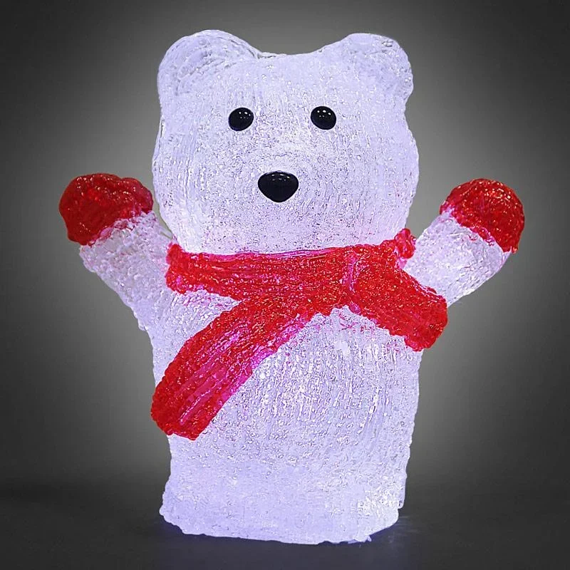 Weihnachts-Eisbär LED Figur - Batteriebetrieben - 15x11x18-5cm