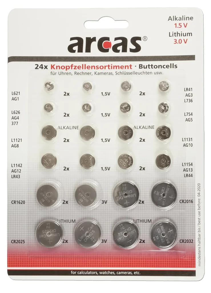 Alkaline und Lithium Knopfzellen Set - 24-teilig