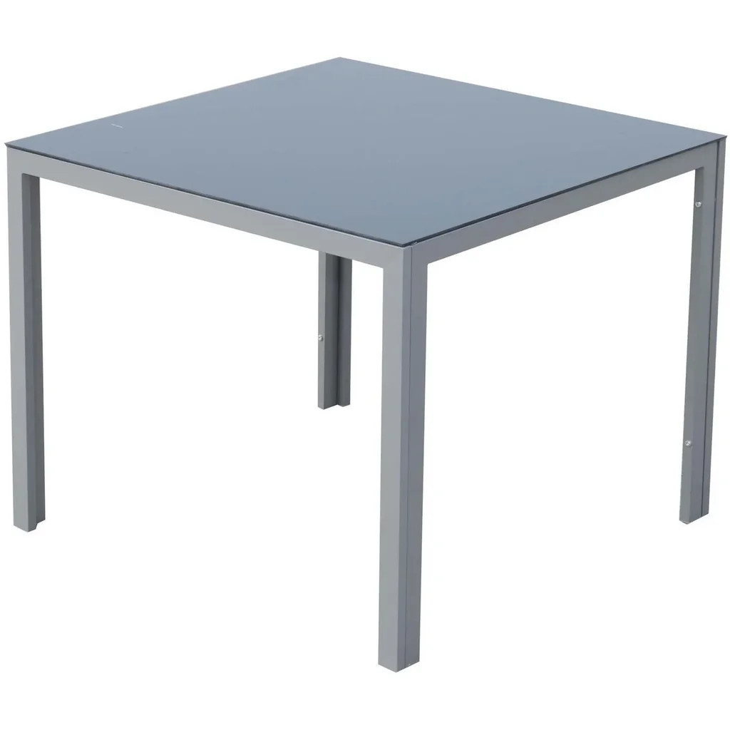 Alu Gartentisch Esstisch mit Glasplatte 87x87cm