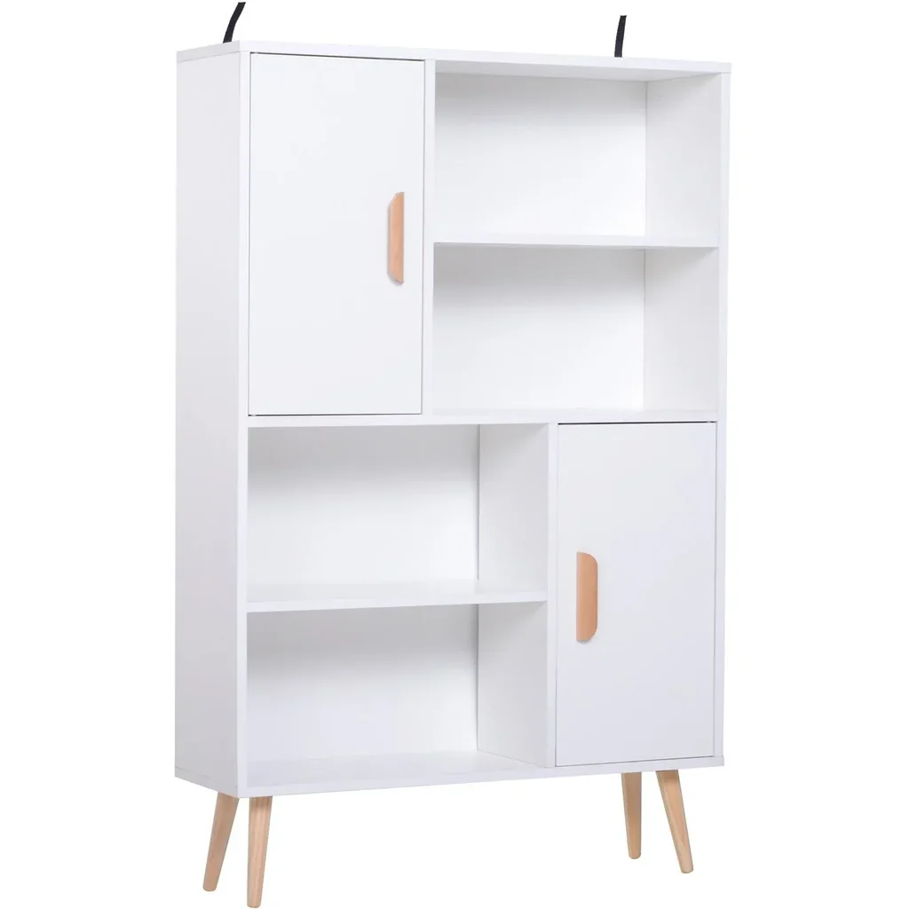 Standregal Bücherregal mit 8 Fächern 100 kg Belastbarkeit Kiefernholz Weiß 80 x 23,5 x 123 cm
