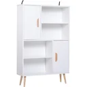 Standregal Bücherregal mit 8 Fächern 100 kg Belastbarkeit Kiefernholz Weiß 80 x 23,5 x 123 cm