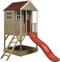 Holz Spielhaus Frosch rot-weiss, 280x197x242 cm