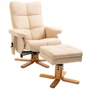 Massagesessel mit Fußhocker | Relaxsessel | Cremeweiß | 80 x 86 x 99 cm