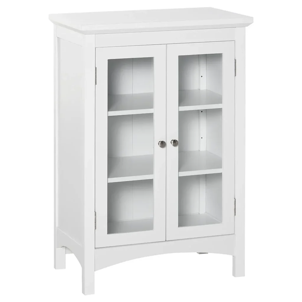 Kücheschrank Sideboard Kommode Aufbewahrungsschrank mit Glastür und verstellbarer Einlegeböden Esszimmer Wohnzimmer MDF
